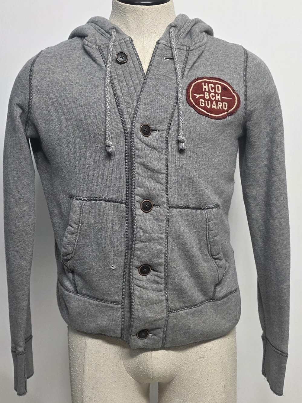 Y2K Hollister Gray Hooded Button Front Jacket – Size Large